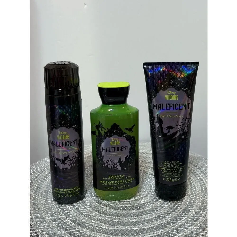 BBW Disney Villians Maleficent Fragrance Mist Body Wash Body Cream Set of 3 NWT